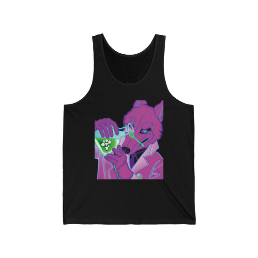 Chemist Cat Graphic Tank Top — Neon Retro Science Cat Design