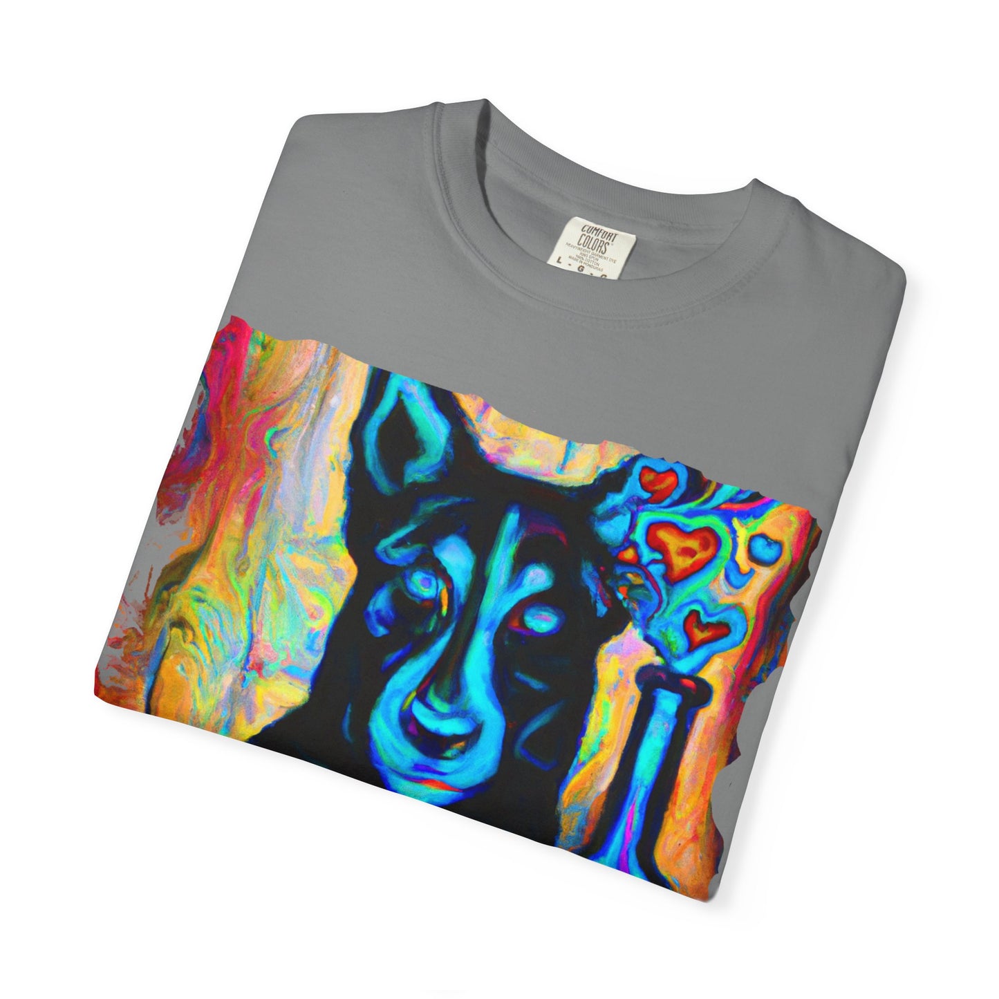 Colorful Husky Art T-Shirt — Vibrant Neon Dog Portrait Tee