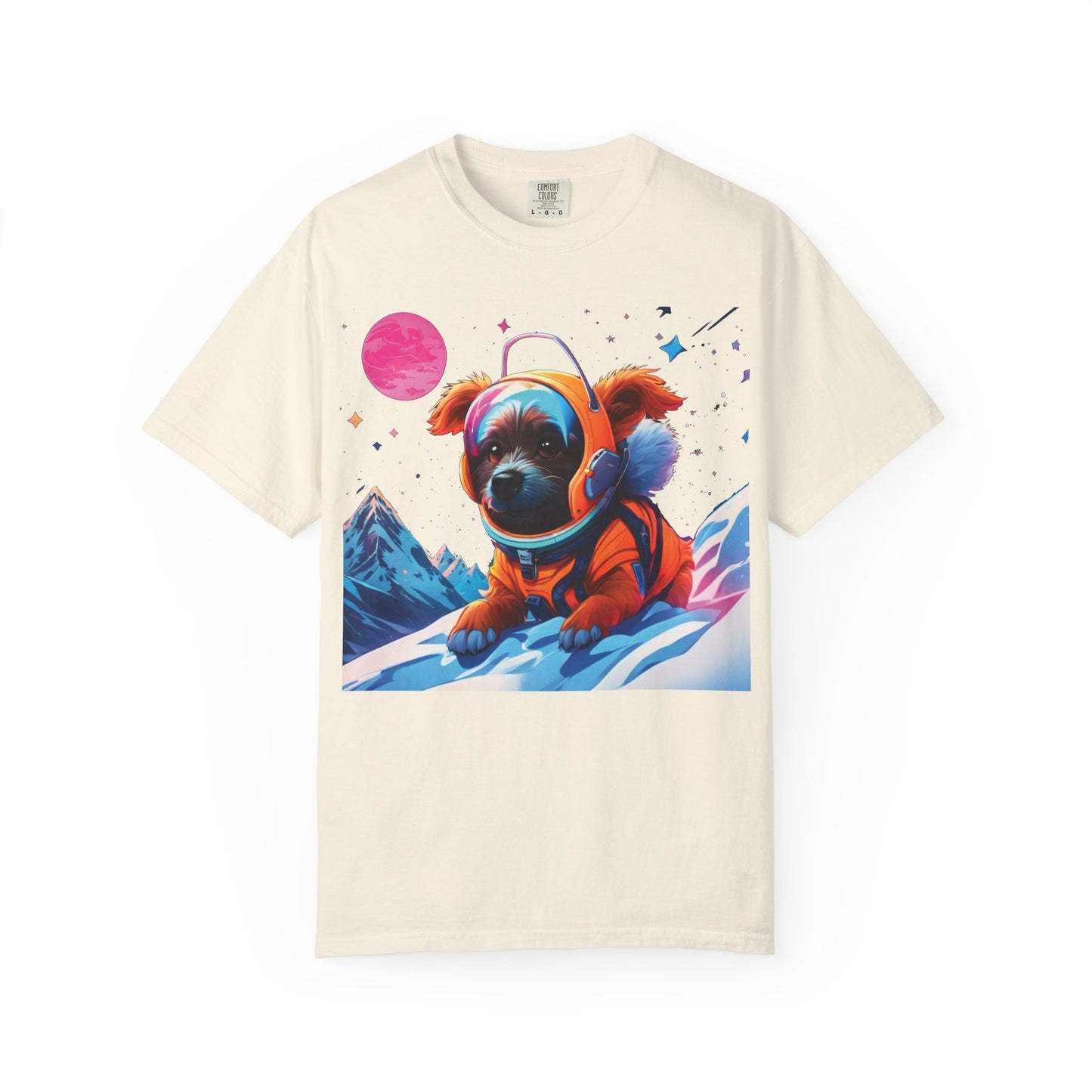 Astronaut Pug T-Shirt — Cute Space Dog Graphic Tee with PLUROUT.com Back Print