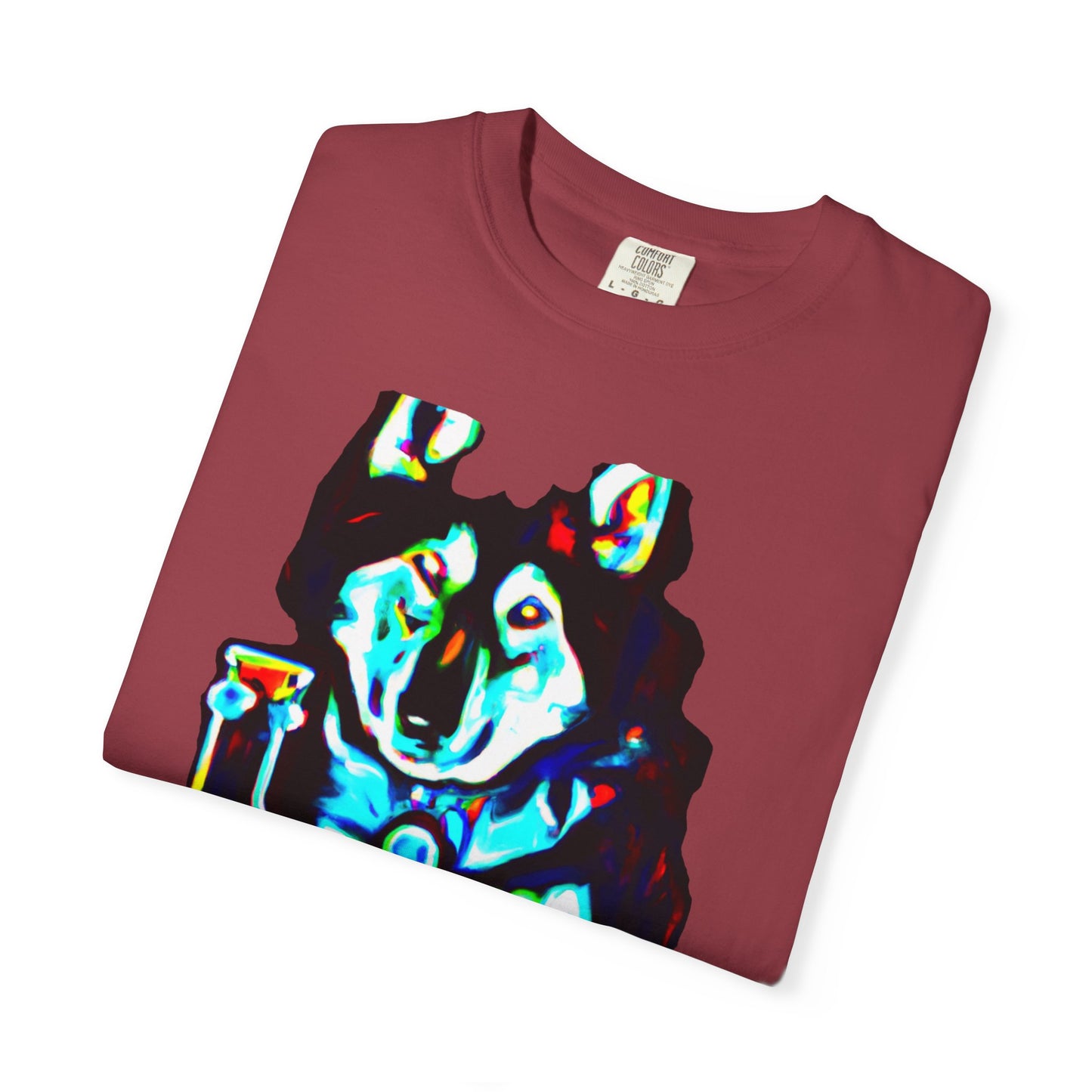 Psychedelic Husky T-Shirt — Colorful Neon Dog Graphic Tee