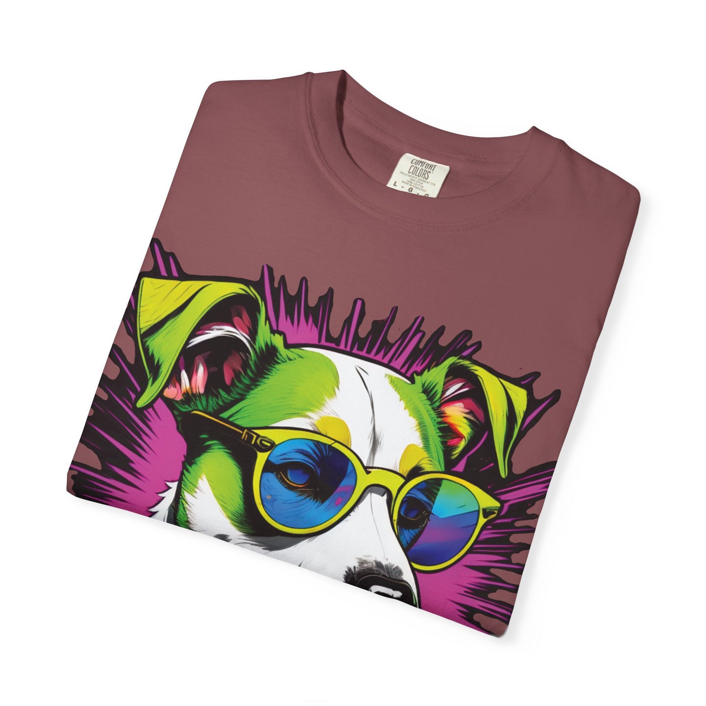 Graphic Dog T-Shirt — Colorful Sunglasses Pup Tee