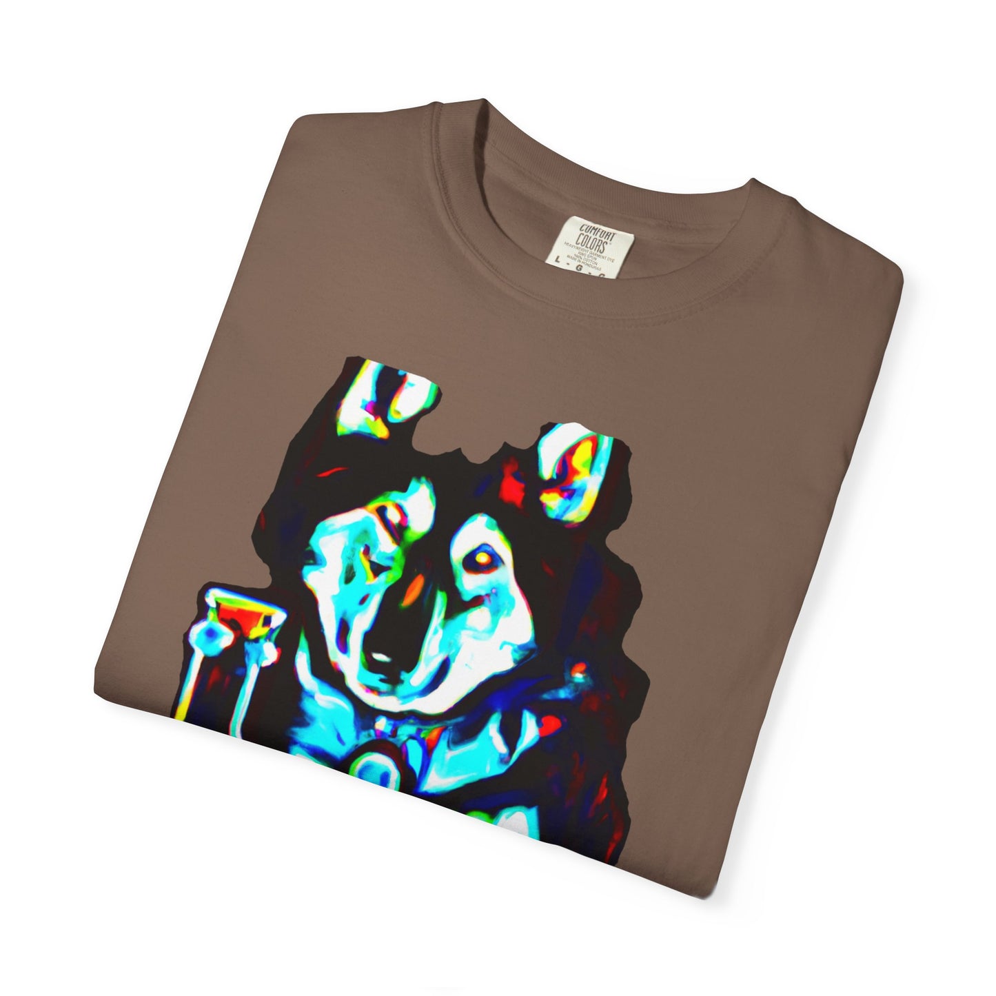 Psychedelic Husky T-Shirt — Colorful Neon Dog Graphic Tee