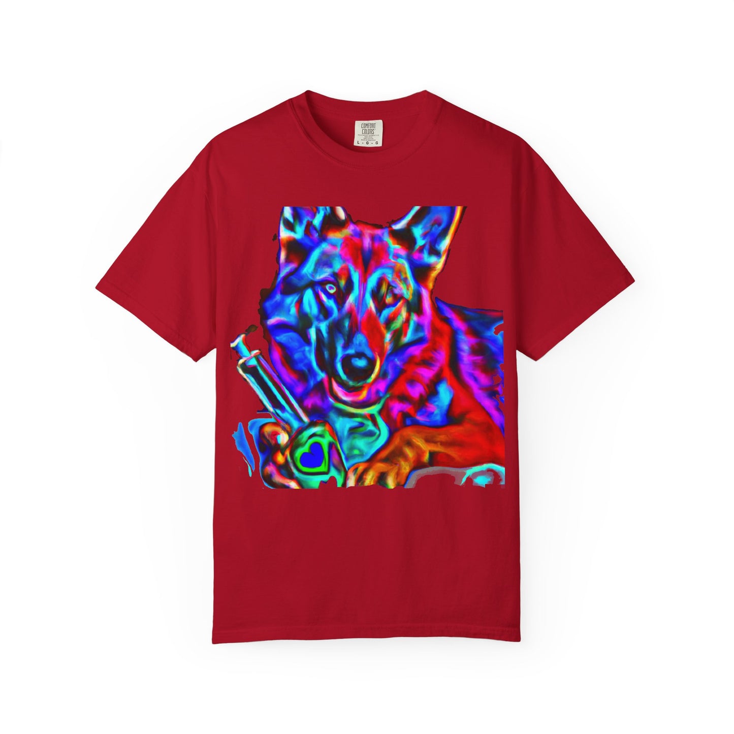 Psychedelic Dog Tee — Colorful German Shepherd Graphic T-Shirt
