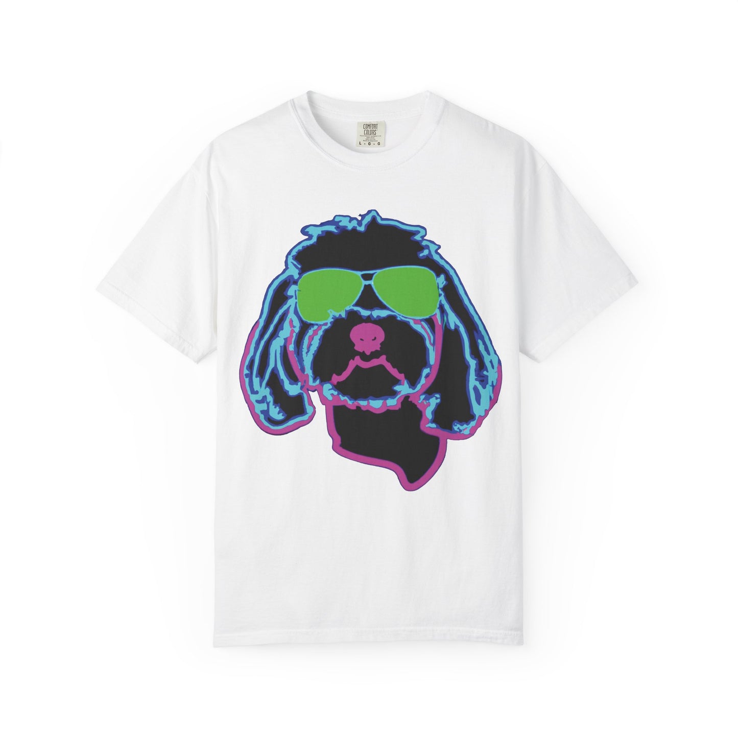 Retro Neon Dog T-Shirt — Cool Pup Sunglasses Graphic Tee