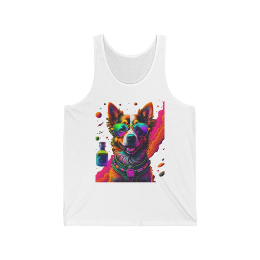 Vibrant Psychedelic Dog Tank Top – Colorful Corgi Art Graphic Tank