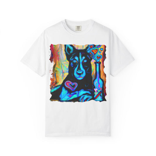 Colorful Husky Art T-Shirt — Vibrant Neon Dog Portrait Tee