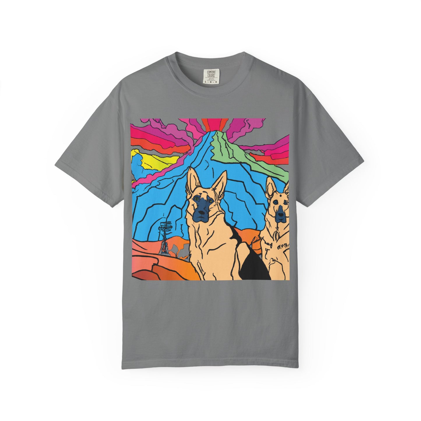 German Shepherds Retro Sunset T-Shirt — PLuROuT.com Graphic Tee