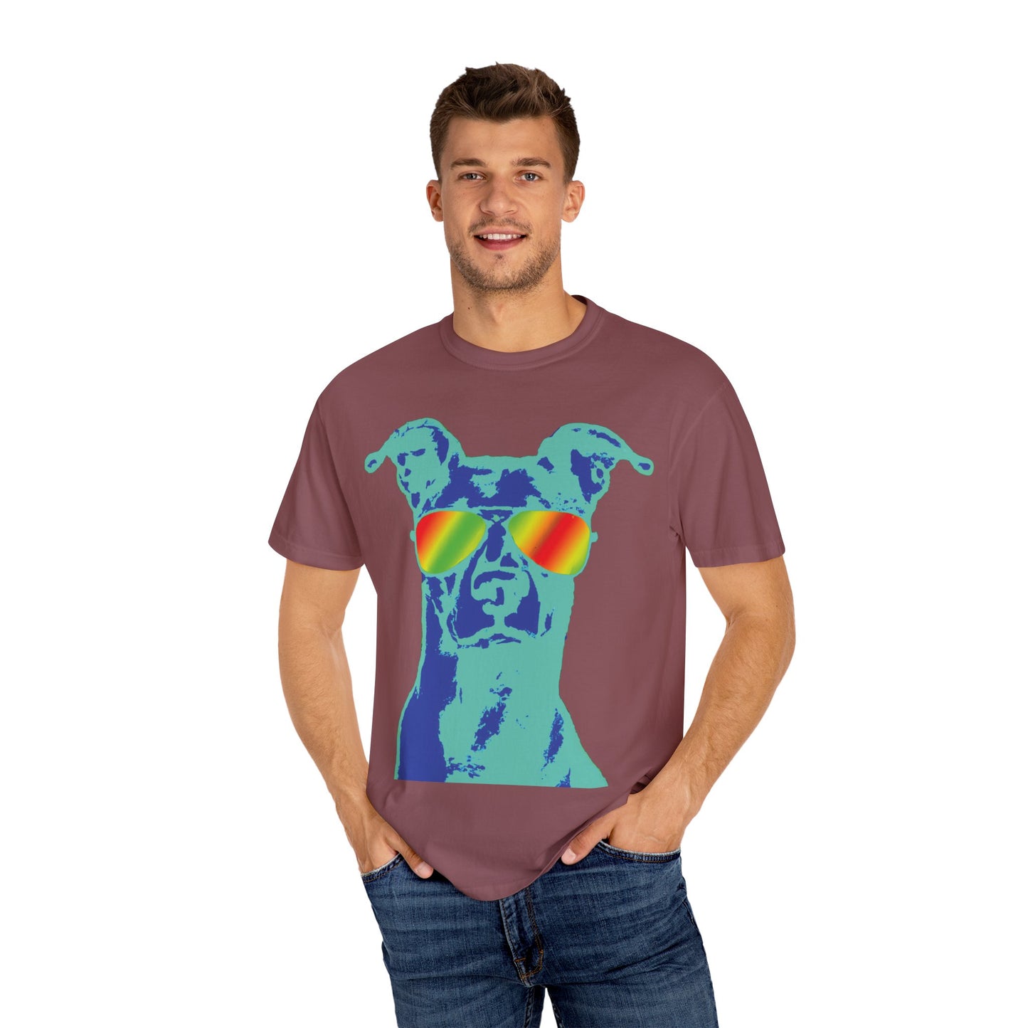 Cool Dog Graphic Tee — Rainbow Sunglasses Pitbull T‑Shirt