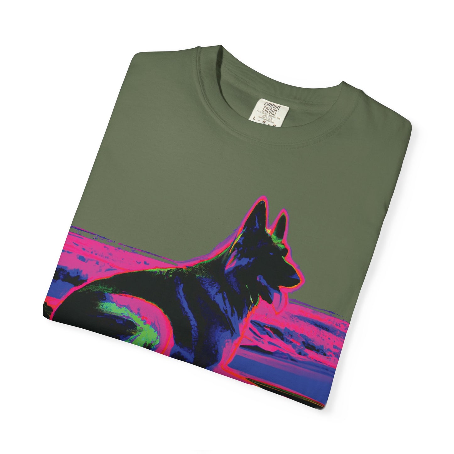 German Shepherd Sunset T-Shirt — Neon Pop Dog Graphic Tee