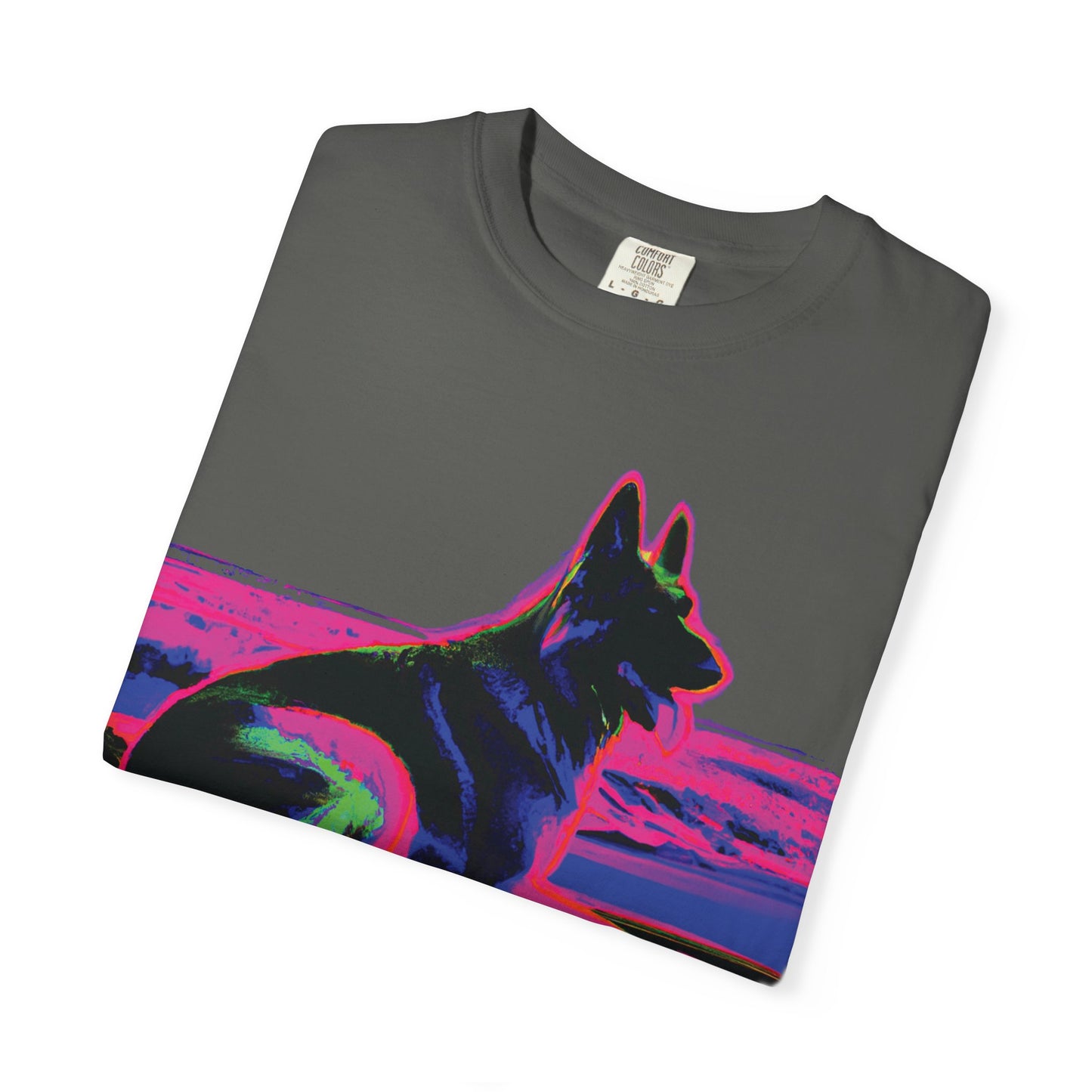 German Shepherd Sunset T-Shirt — Neon Pop Dog Graphic Tee