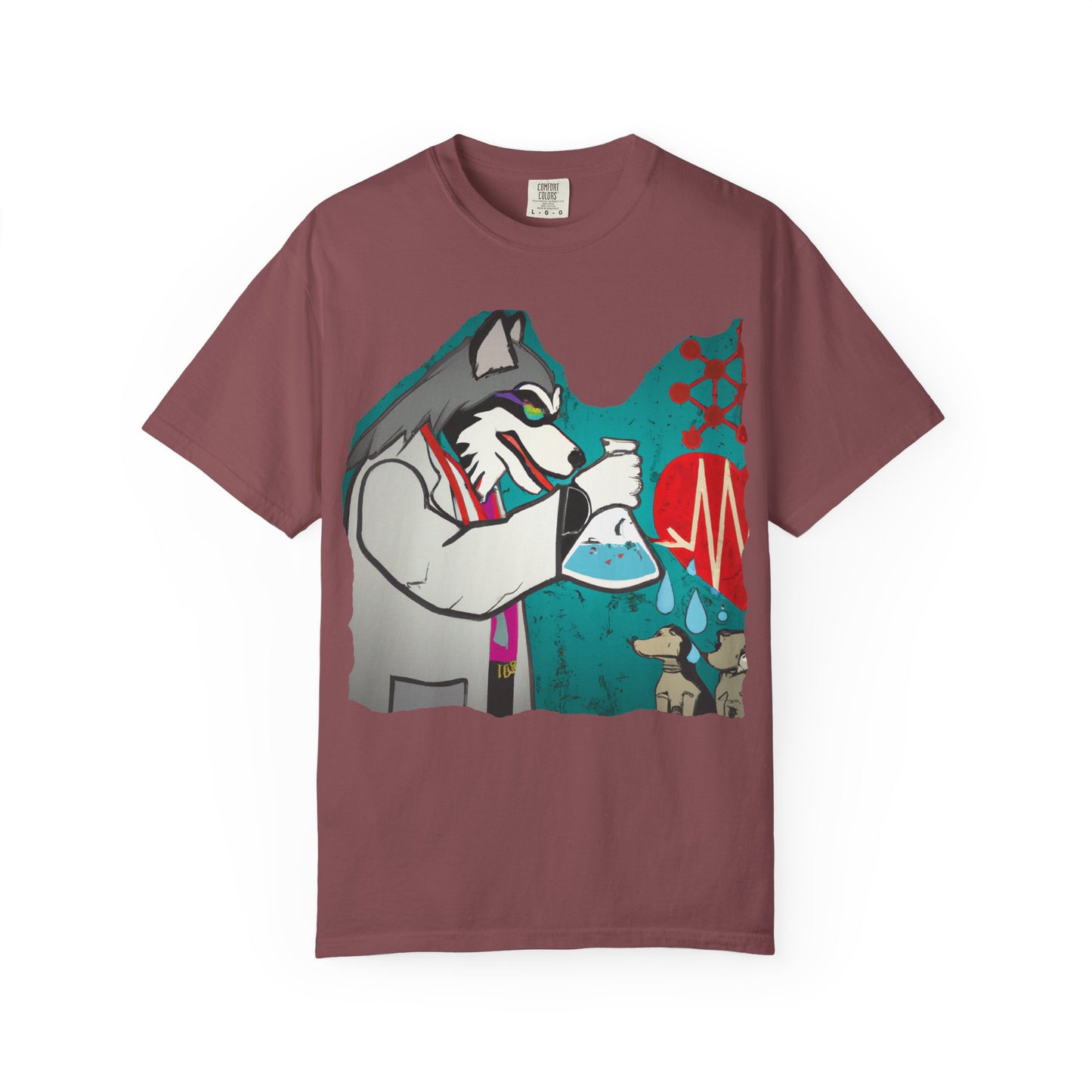 Scientist Wolf Graphic T-Shirt — 'PLUROUT.com' Back Print
