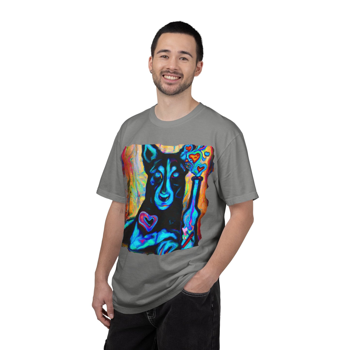 Colorful Husky Art T-Shirt — Vibrant Neon Dog Portrait Tee