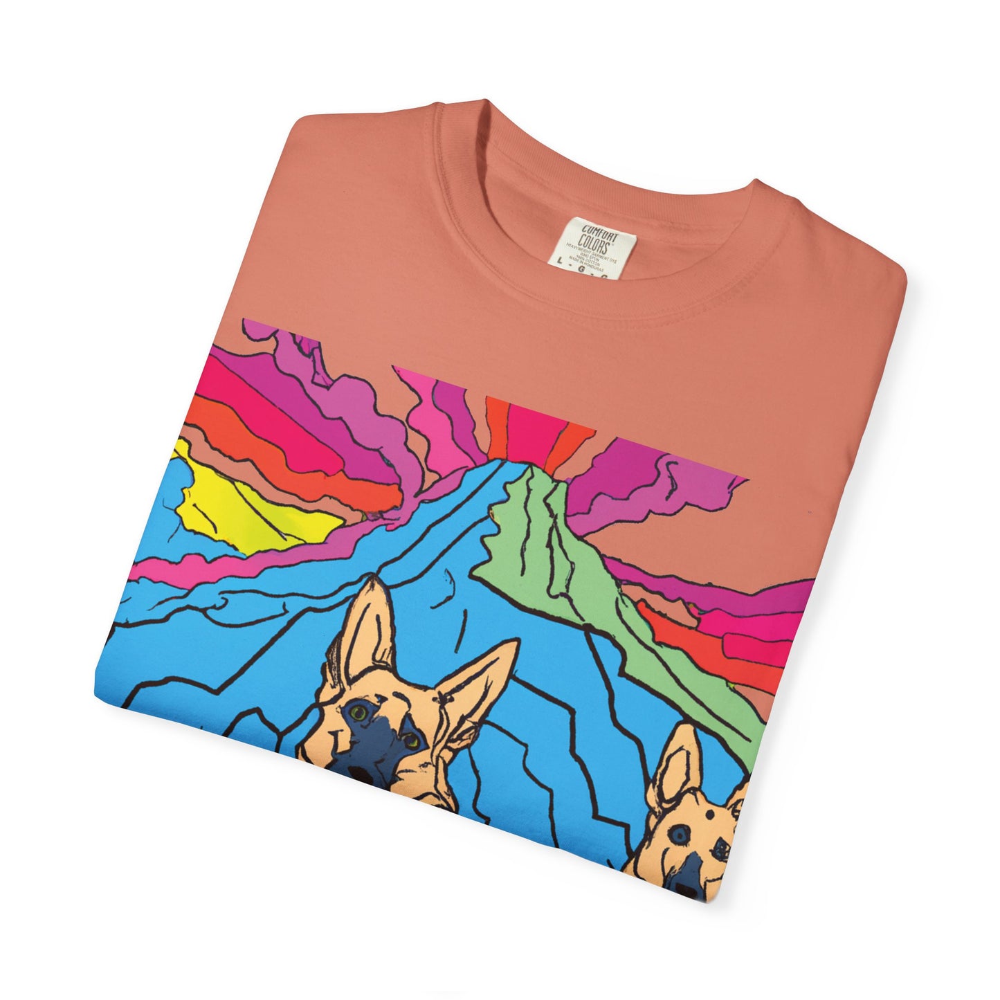 German Shepherds Retro Sunset T-Shirt — PLuROuT.com Graphic Tee