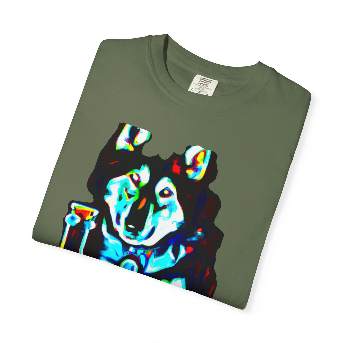 Psychedelic Husky T-Shirt — Colorful Neon Dog Graphic Tee
