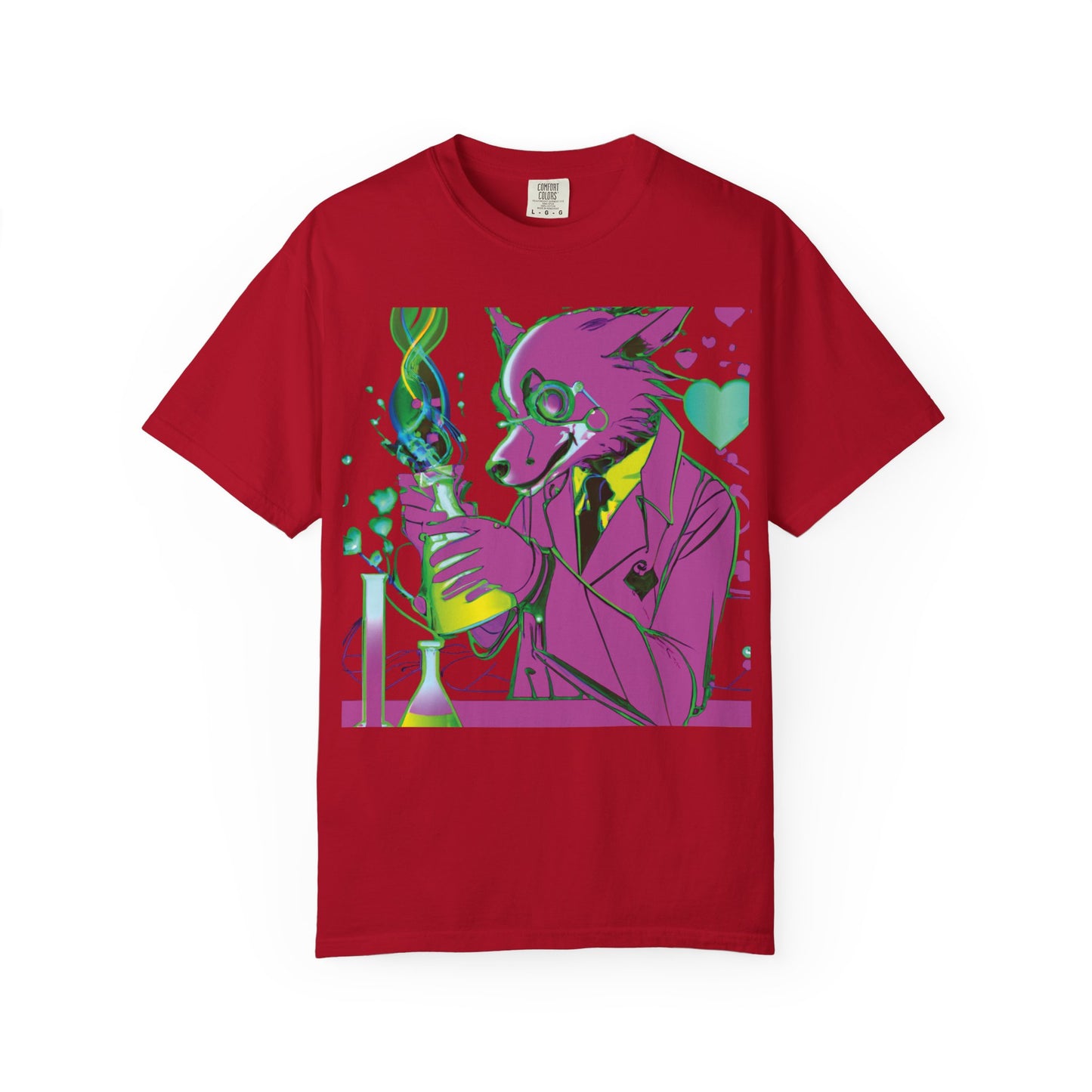 Wolf Chemist Graphic T-Shirt — Neon Vibe Animal Scientist Tee
