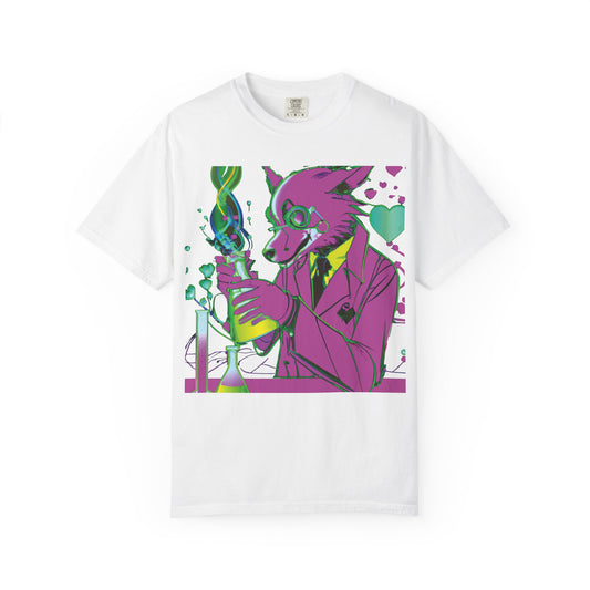 Wolf Chemist Graphic T-Shirt — Neon Vibe Animal Scientist Tee