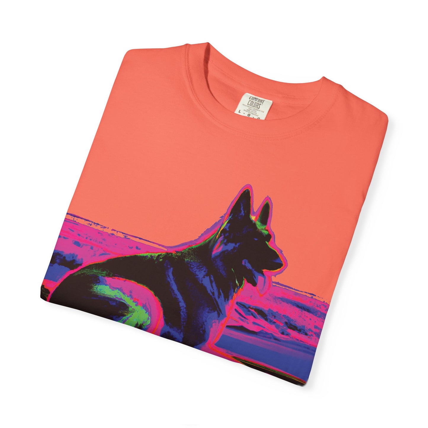 German Shepherd Sunset T-Shirt — Neon Pop Dog Graphic Tee