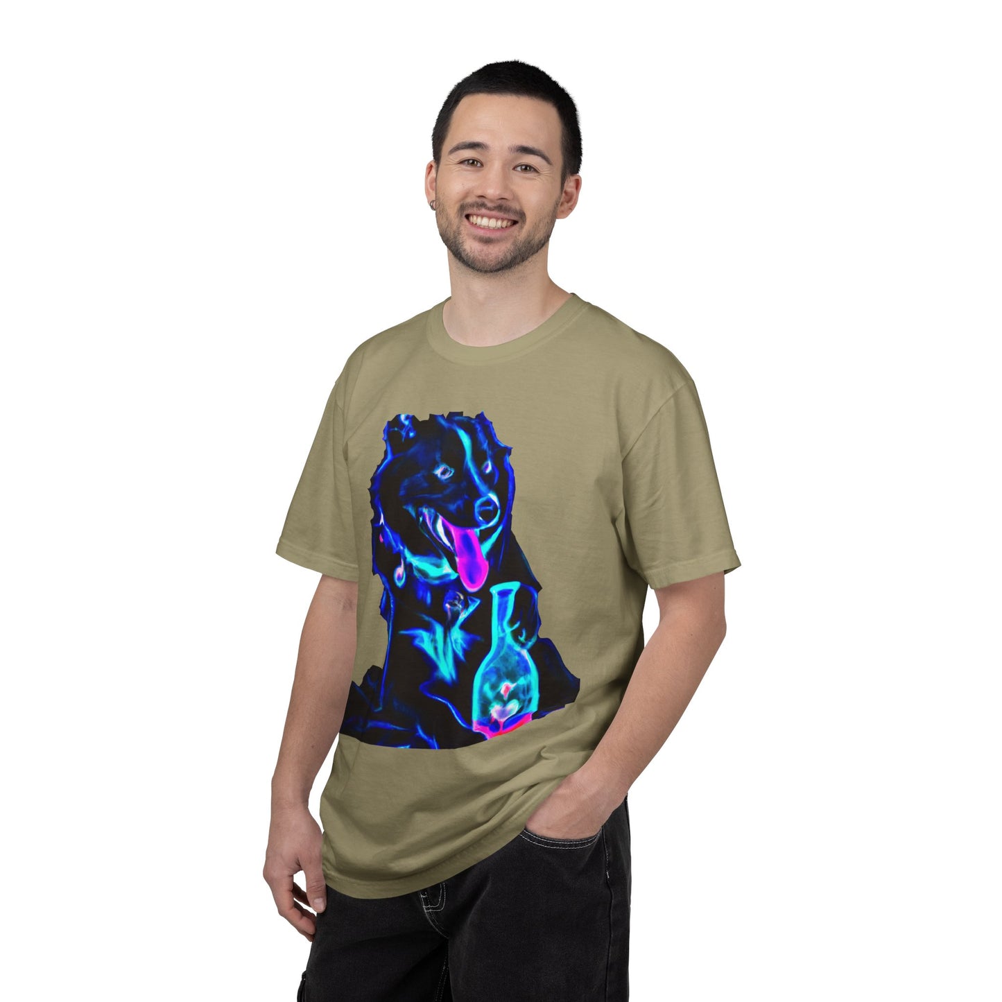Neon Aura Dog T-Shirt — Vibrant Psychedelic Pup Graphic Tee