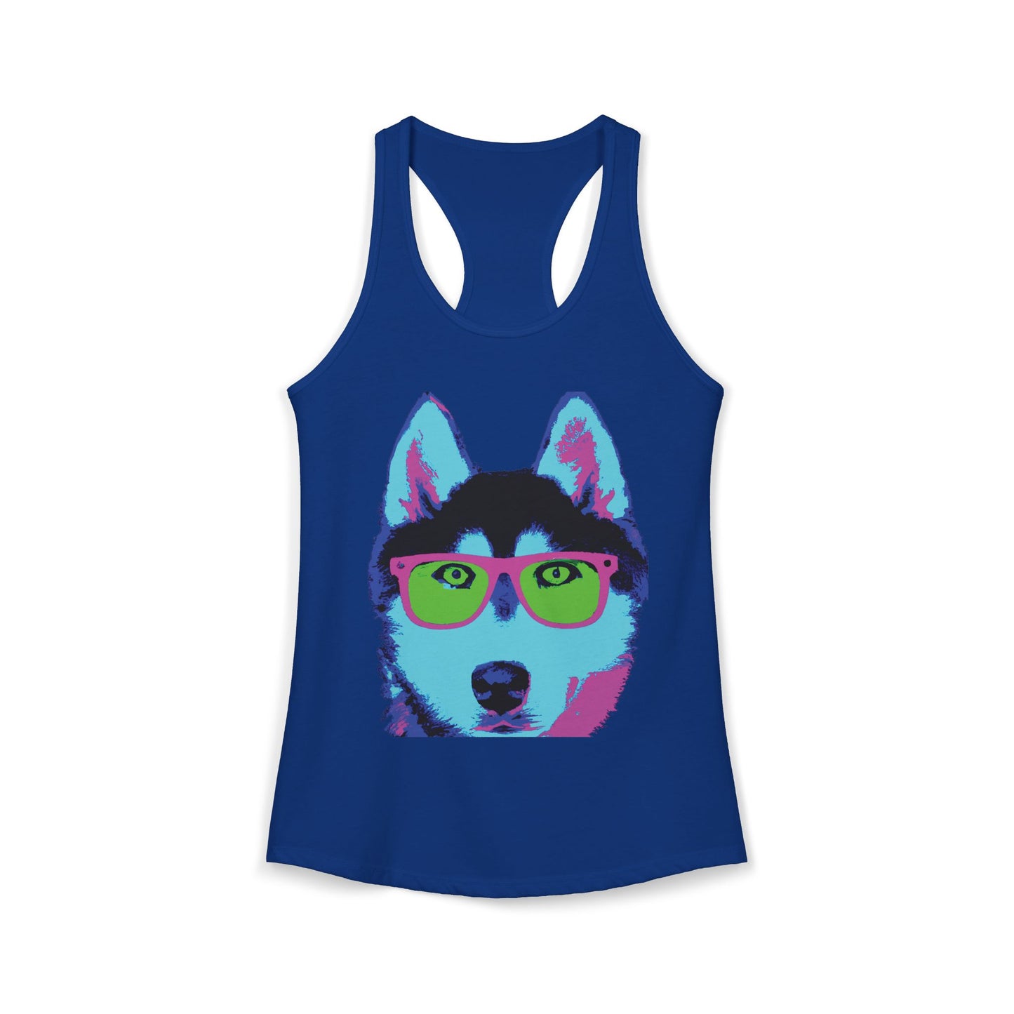 Husky with Cool Glasses Racerback Tank