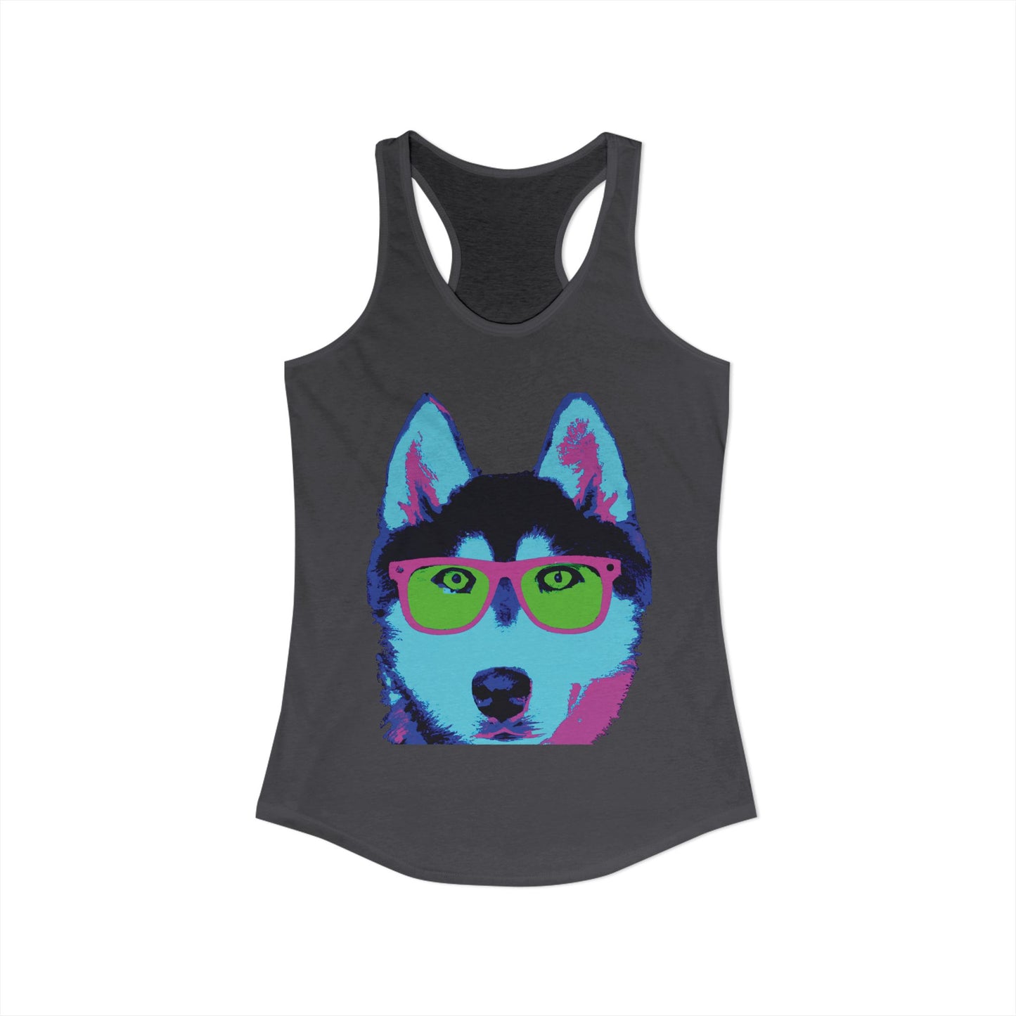 Husky with Cool Glasses Racerback Tank
