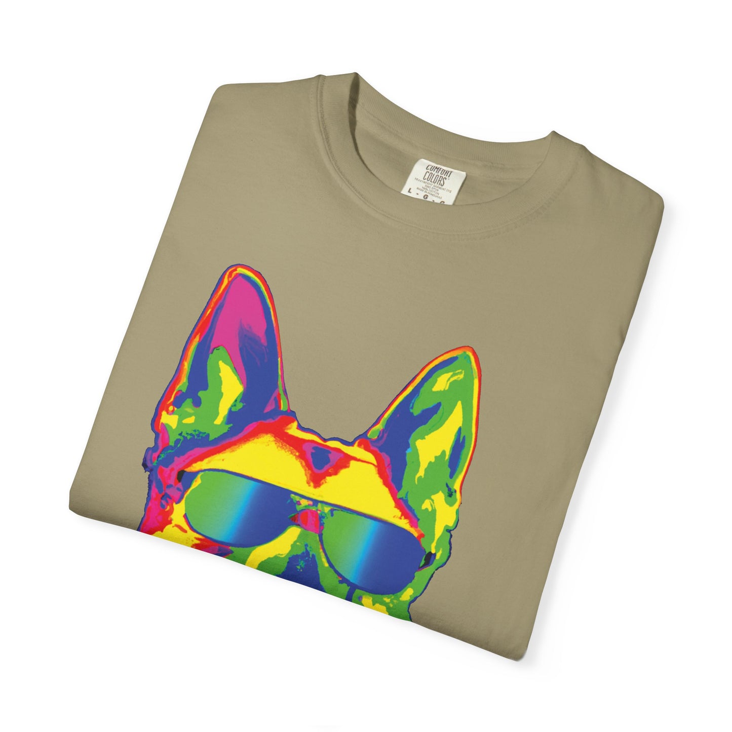 Retro Neon German Shepherd Tee — Cool Sunglasses Dog Graphic T-Shirt