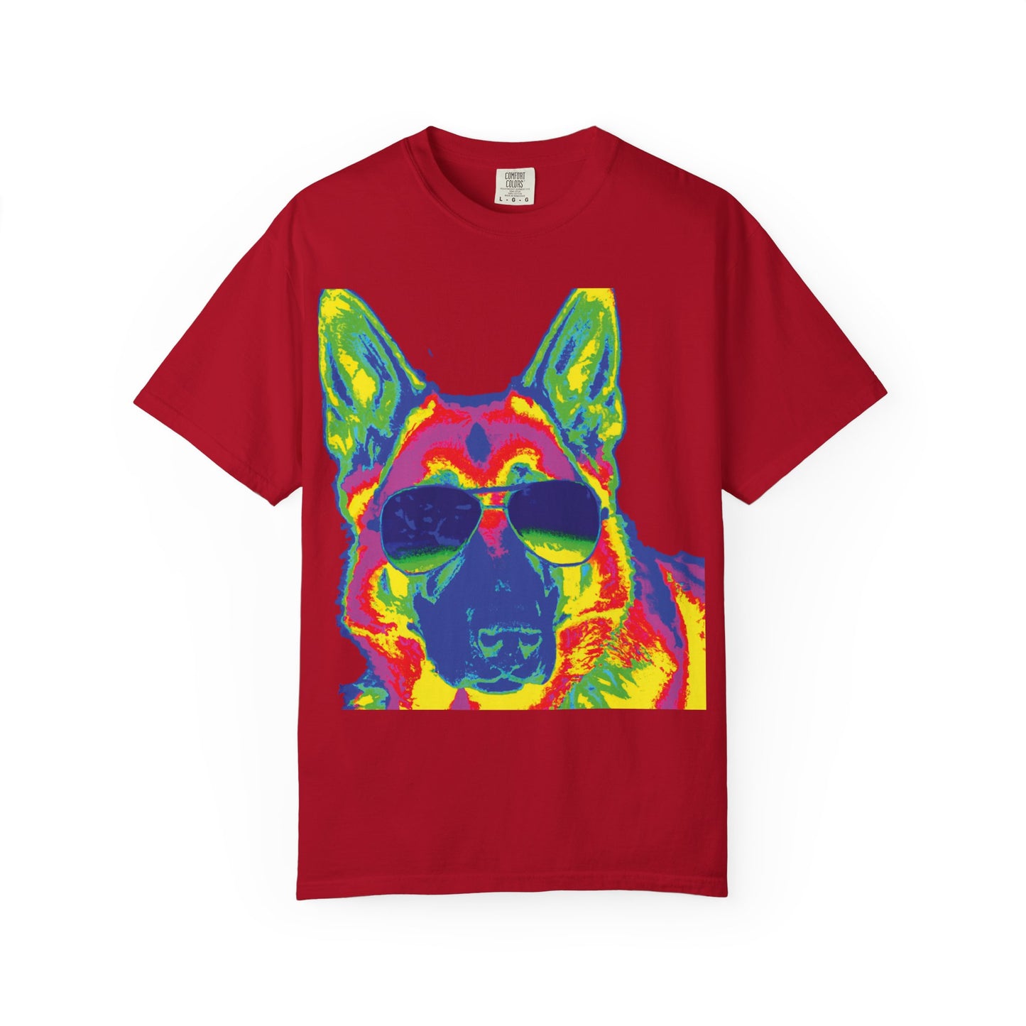 Cool Neon German Shepherd T-Shirt — Sunglasses Dog Graphic Tee