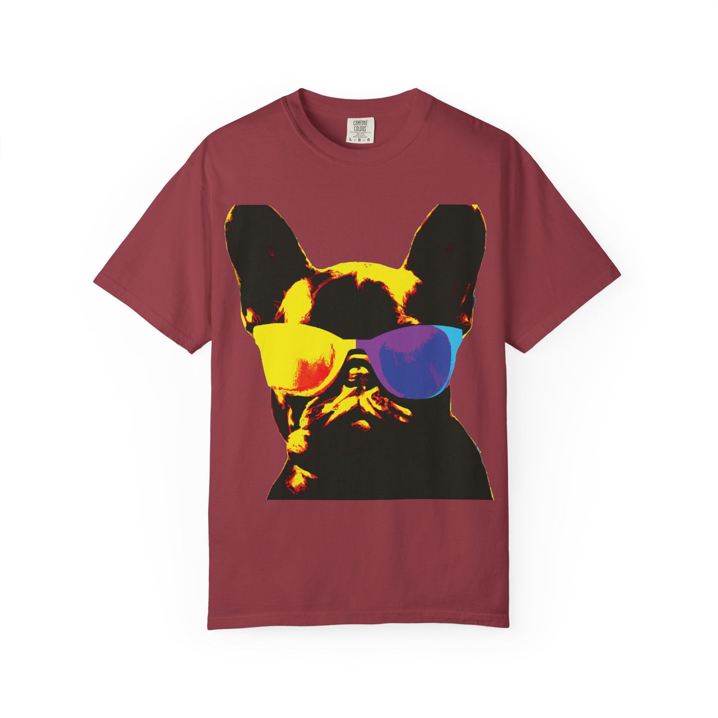 Colorful Sunglasses French Bulldog Tee (PlurOut.com Back Print)