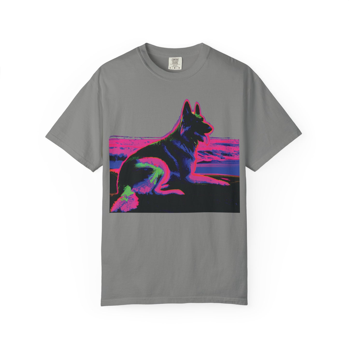German Shepherd Sunset T-Shirt — Neon Pop Dog Graphic Tee