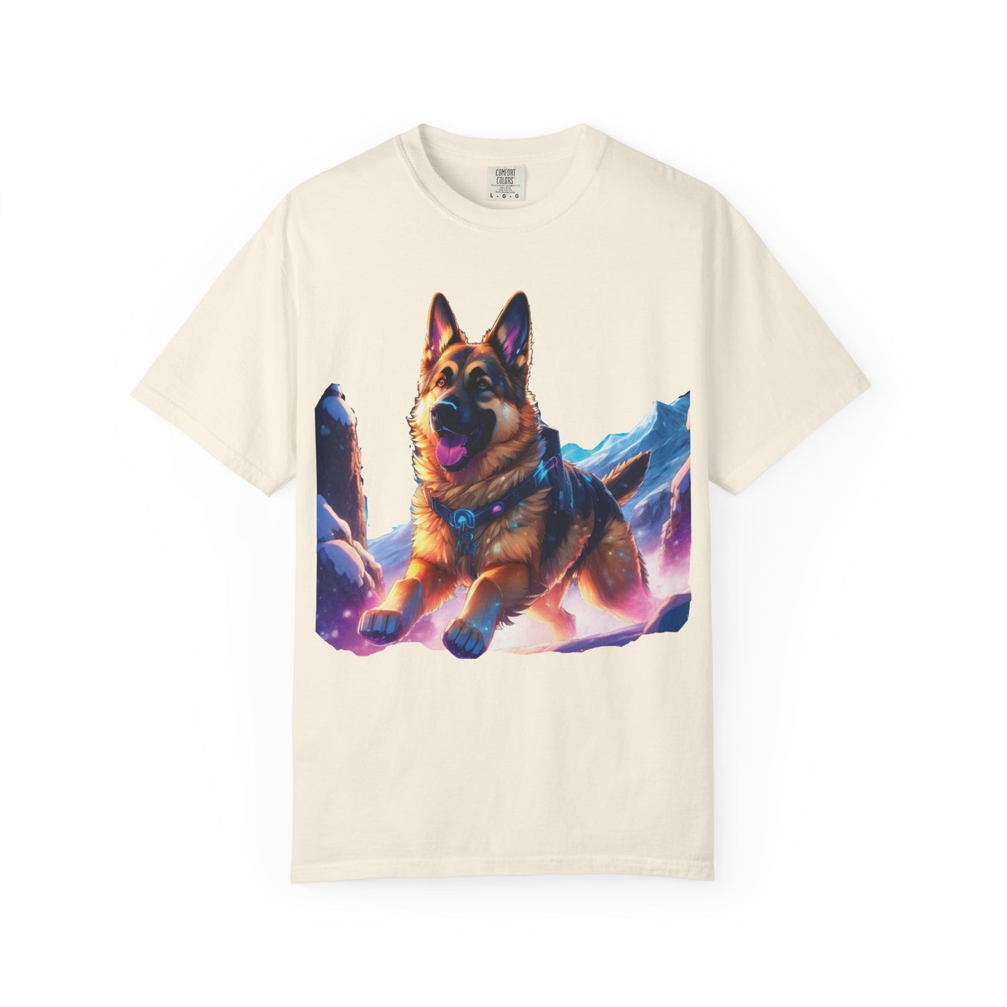 German Shepherd Mountain Tee — Vibrant Dog Graphic T-Shirt