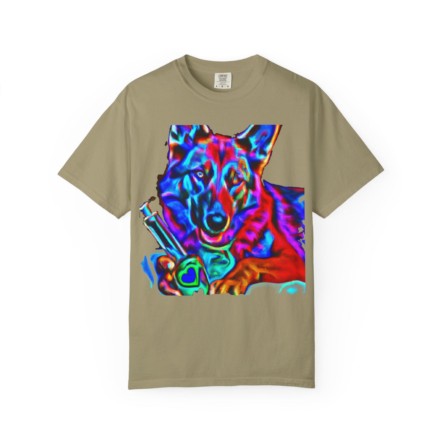 Psychedelic Dog Tee — Colorful German Shepherd Graphic T-Shirt
