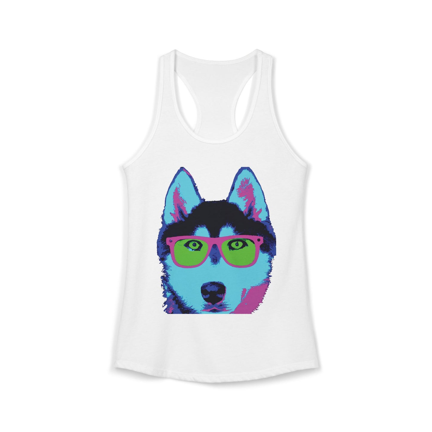 Husky with Cool Glasses Racerback Tank
