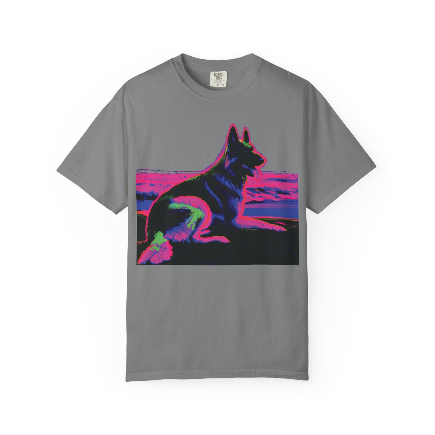 German Shepherd Sunset T-Shirt — Neon Pop Dog Graphic Tee