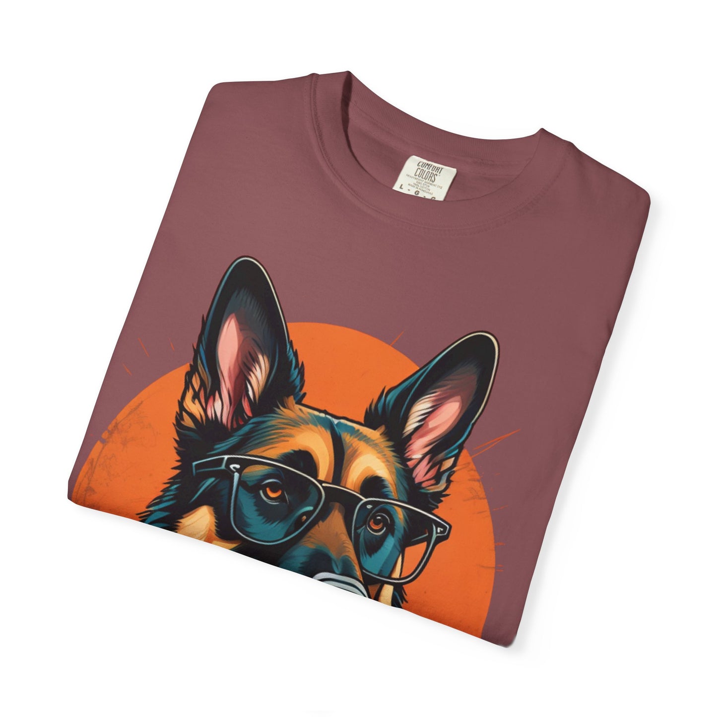 German Shepherd Coffee T-Shirt — Cool Dog Graphic Tee with Sunglasses & Mug