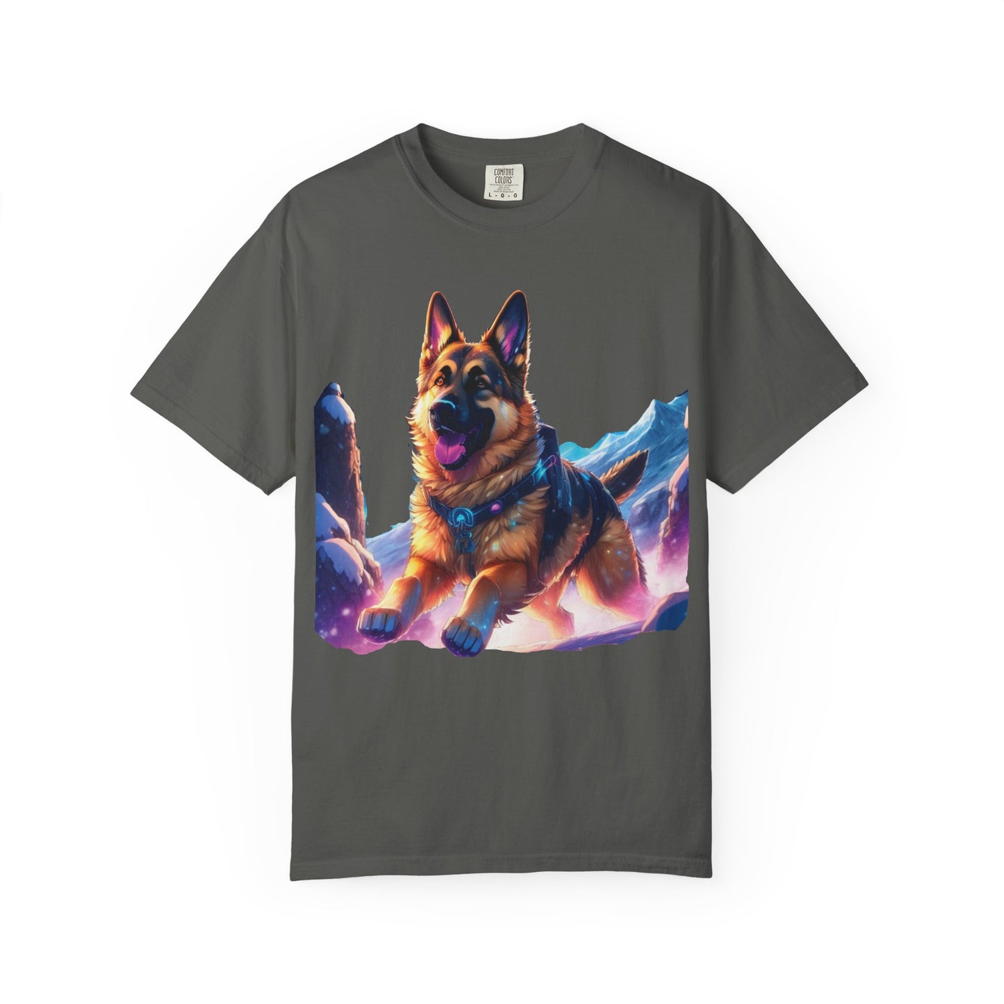 German Shepherd Mountain Tee — Vibrant Dog Graphic T-Shirt