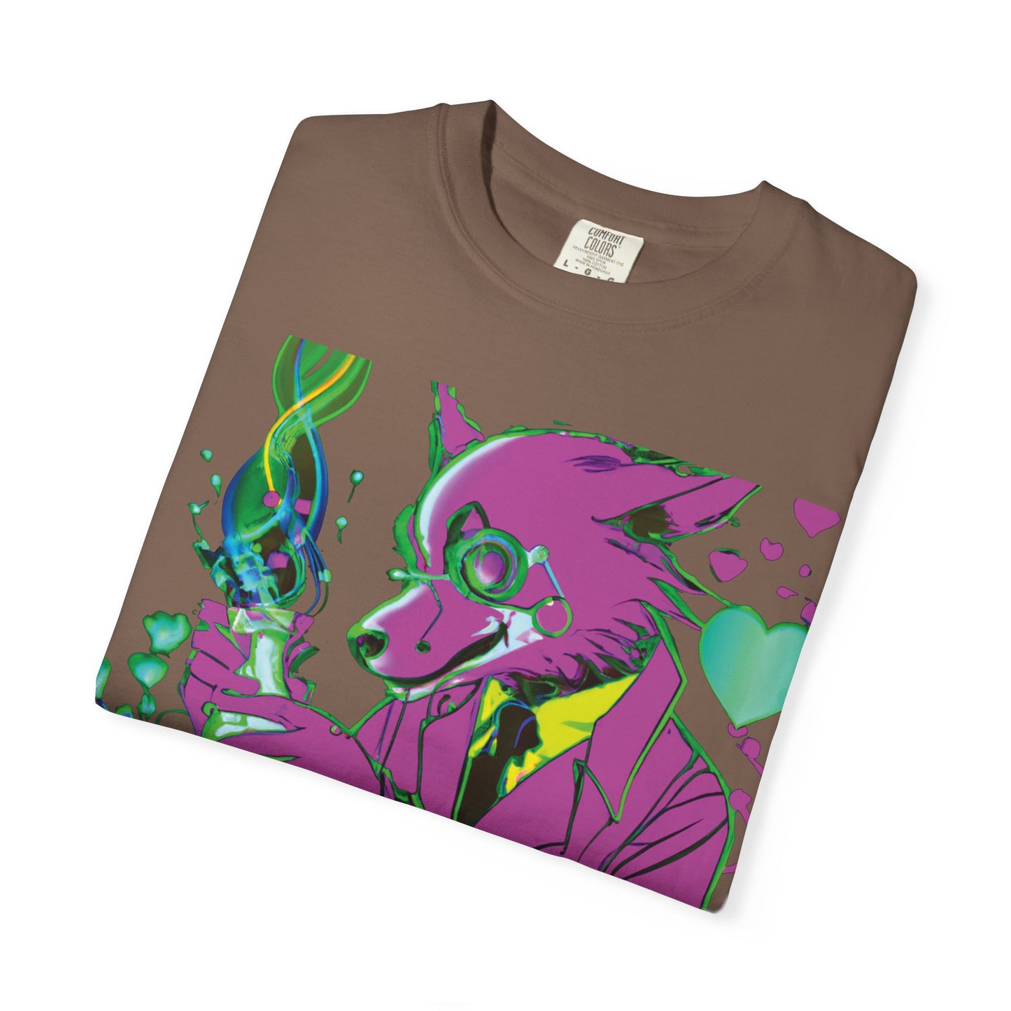 Wolf Chemist Graphic T-Shirt — Neon Vibe Animal Scientist Tee