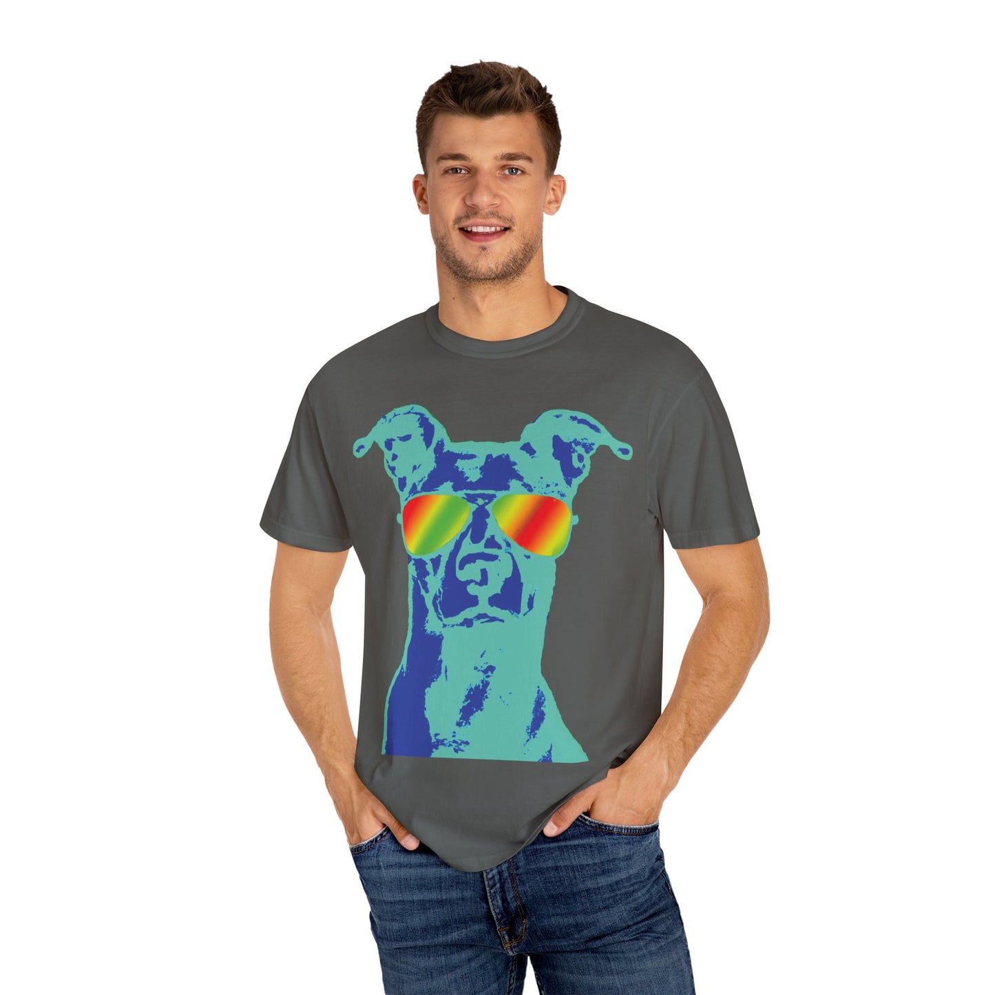 Cool Dog Graphic Tee — Rainbow Sunglasses Pitbull T‑Shirt