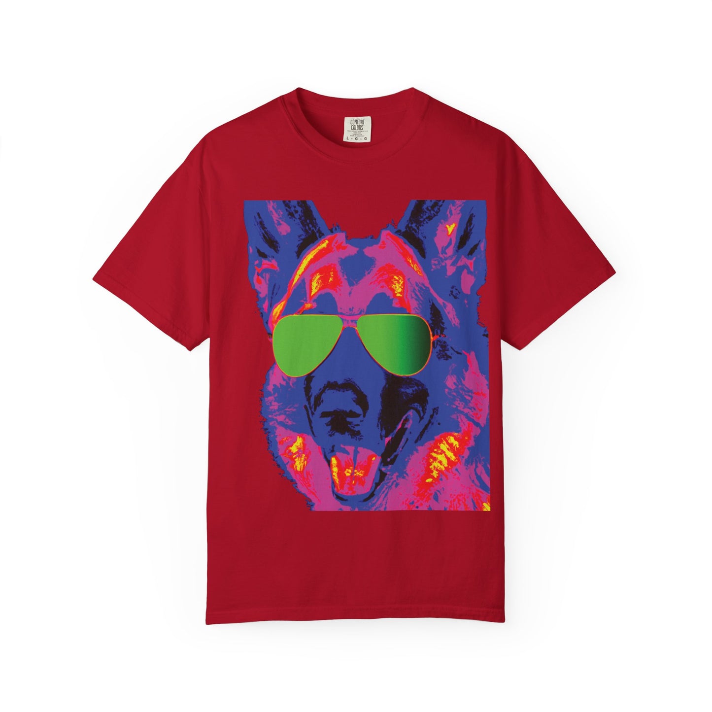 Cool Neon German Shepherd T-Shirt with Sunglasses – Retro Pop Art Dog Tee