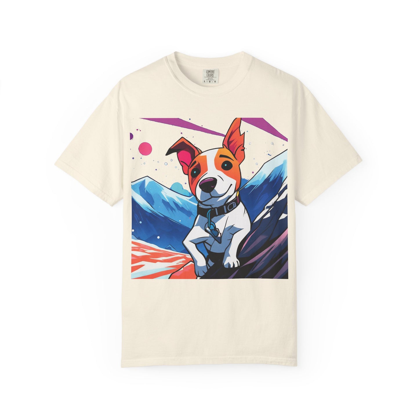 Jack Russell Adventure Tee — Colorful Mountain Dog Graphic T-Shirt
