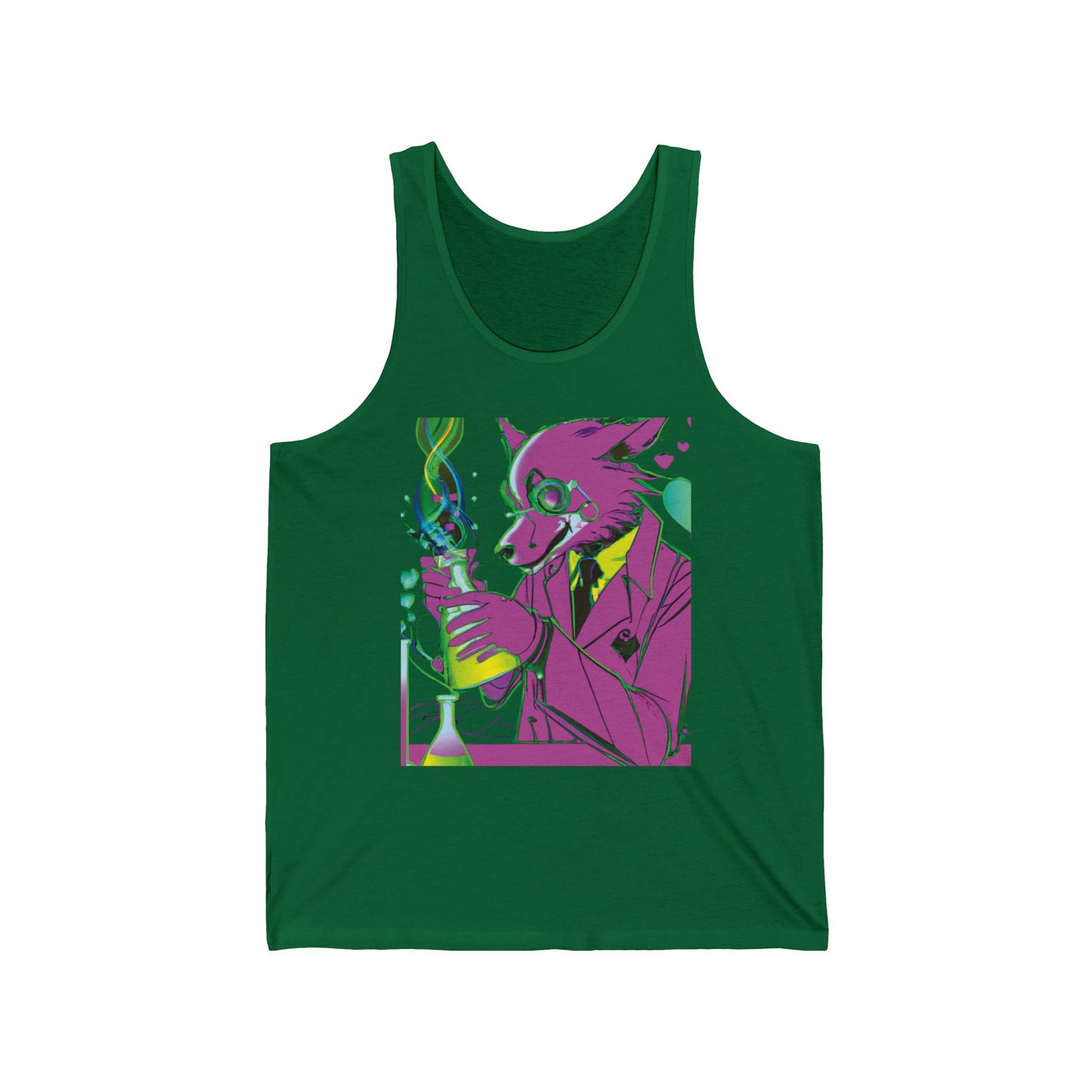 Psychedelic Fox Chemist Tank – Neon Lab Art Graphic Tank Top