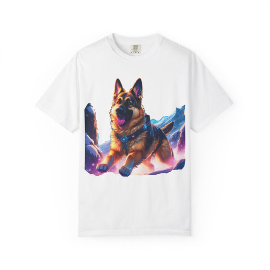 German Shepherd Mountain Tee — Vibrant Dog Graphic T-Shirt