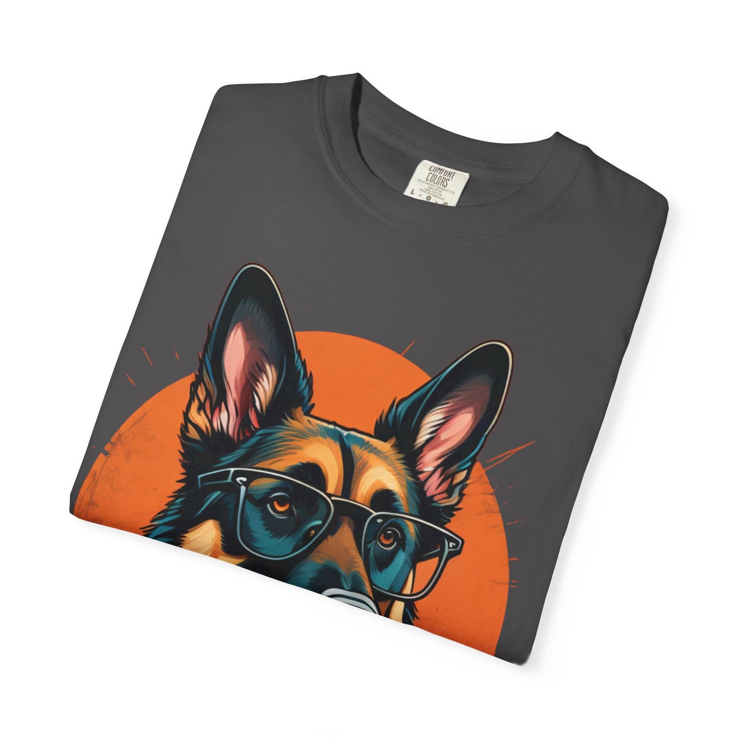 German Shepherd Coffee T-Shirt — Cool Dog Graphic Tee with Sunglasses & Mug