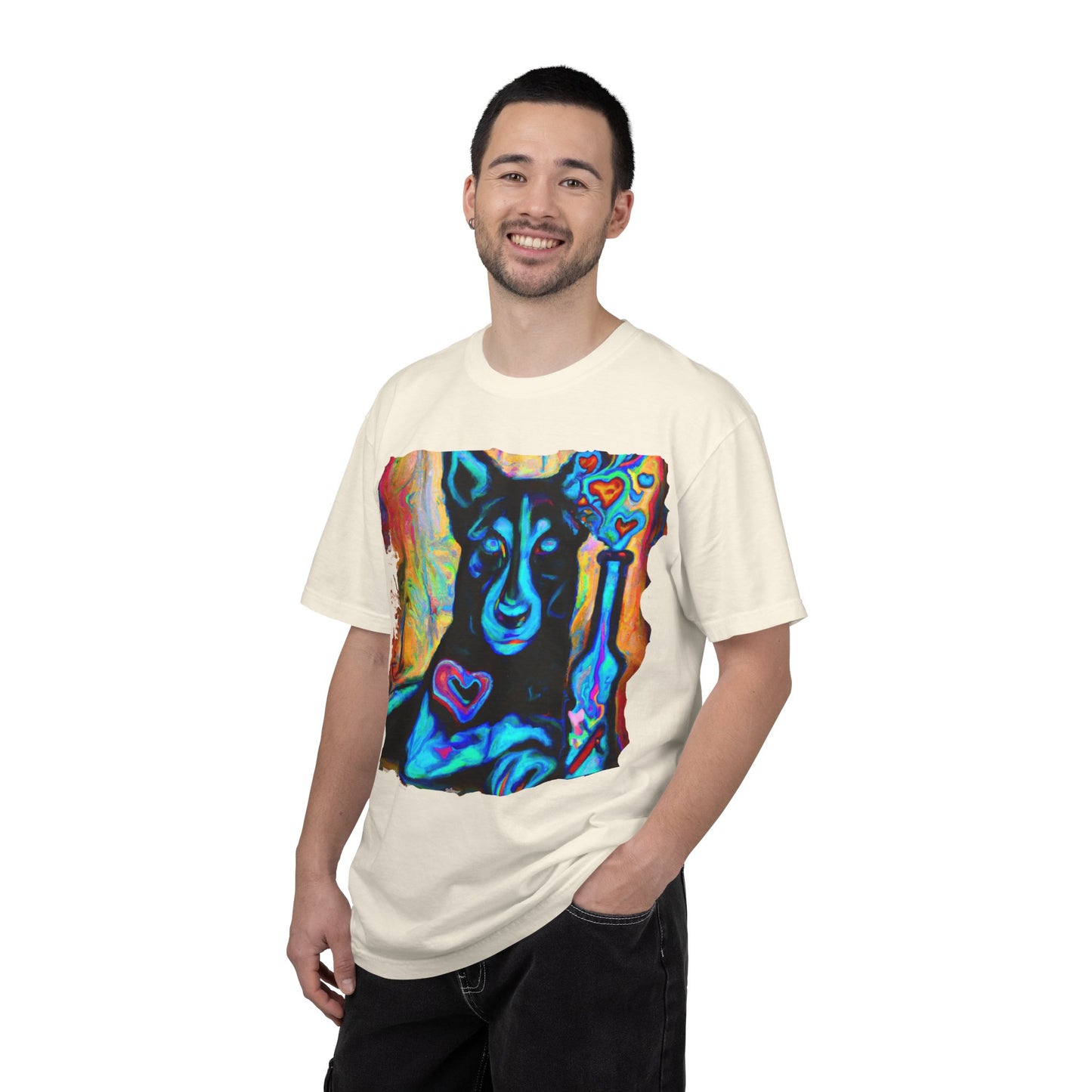 Colorful Husky Art T-Shirt — Vibrant Neon Dog Portrait Tee