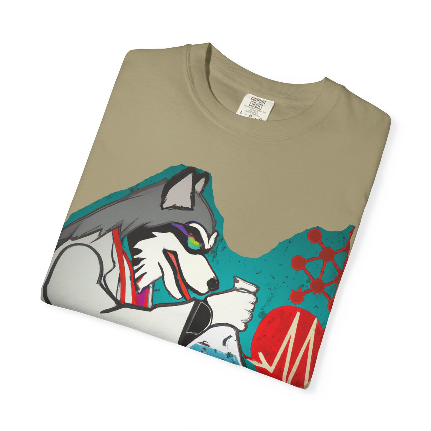 Scientist Wolf Graphic T-Shirt — 'PLUROUT.com' Back Print