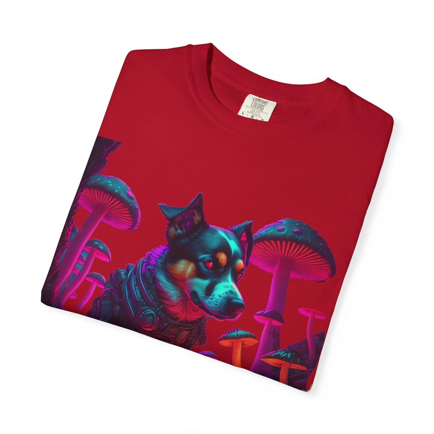 Psychedelic Husky T-Shirt — Neon Mushroom Dog Graphic Tee