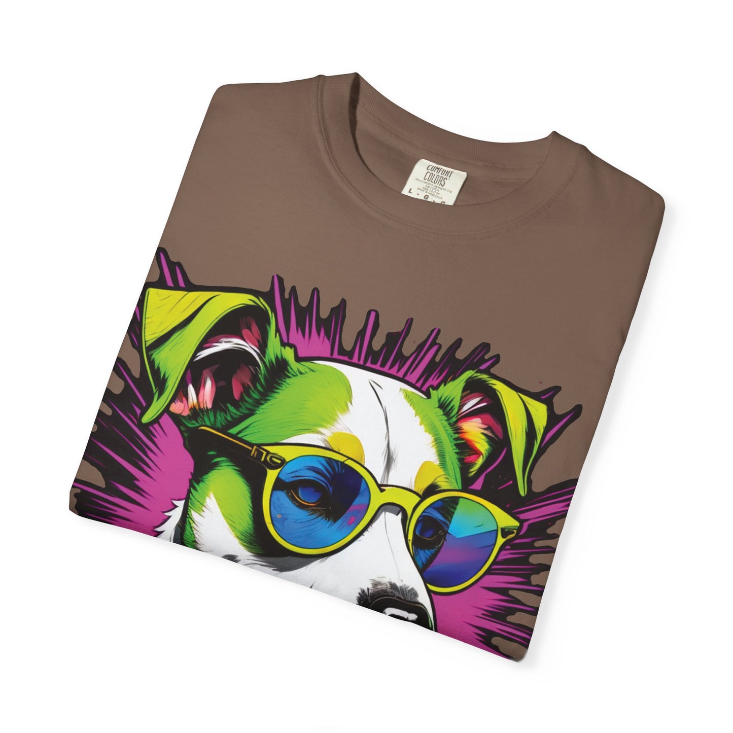 Graphic Dog T-Shirt — Colorful Sunglasses Pup Tee
