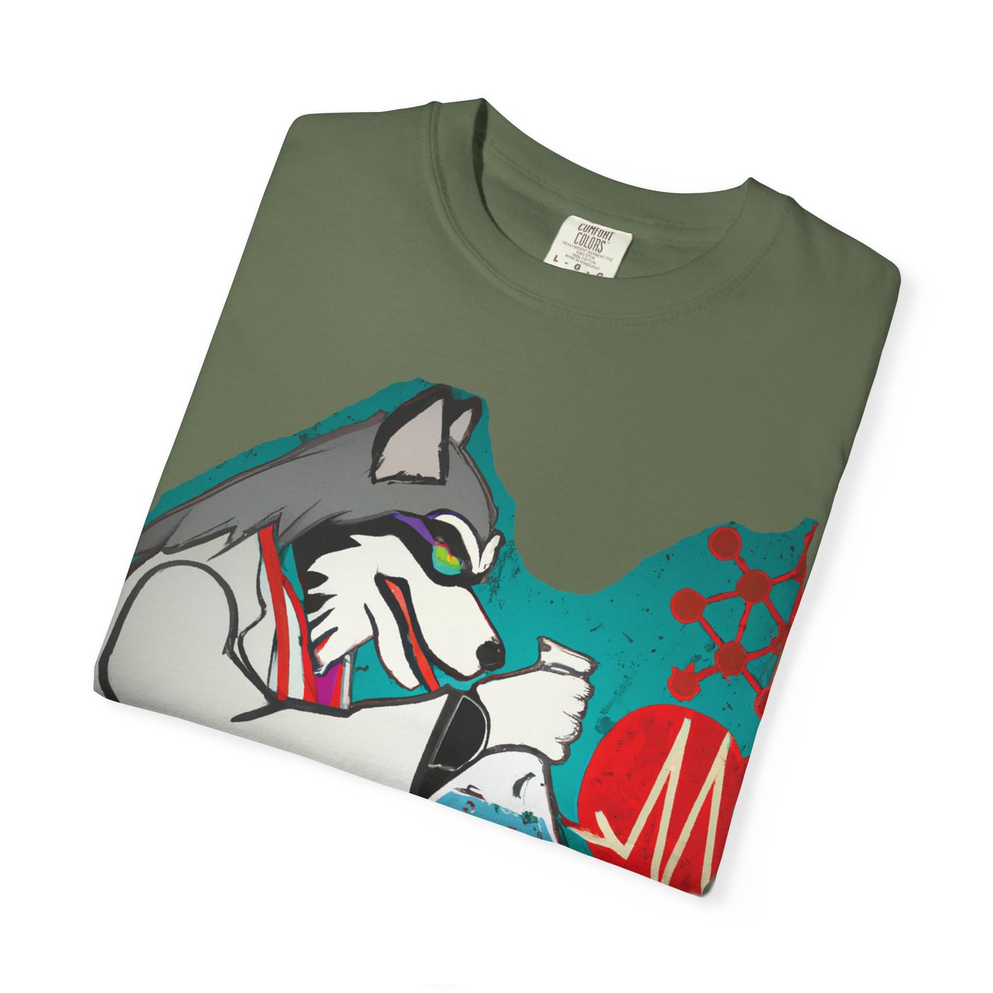 Scientist Wolf Graphic T-Shirt — 'PLUROUT.com' Back Print