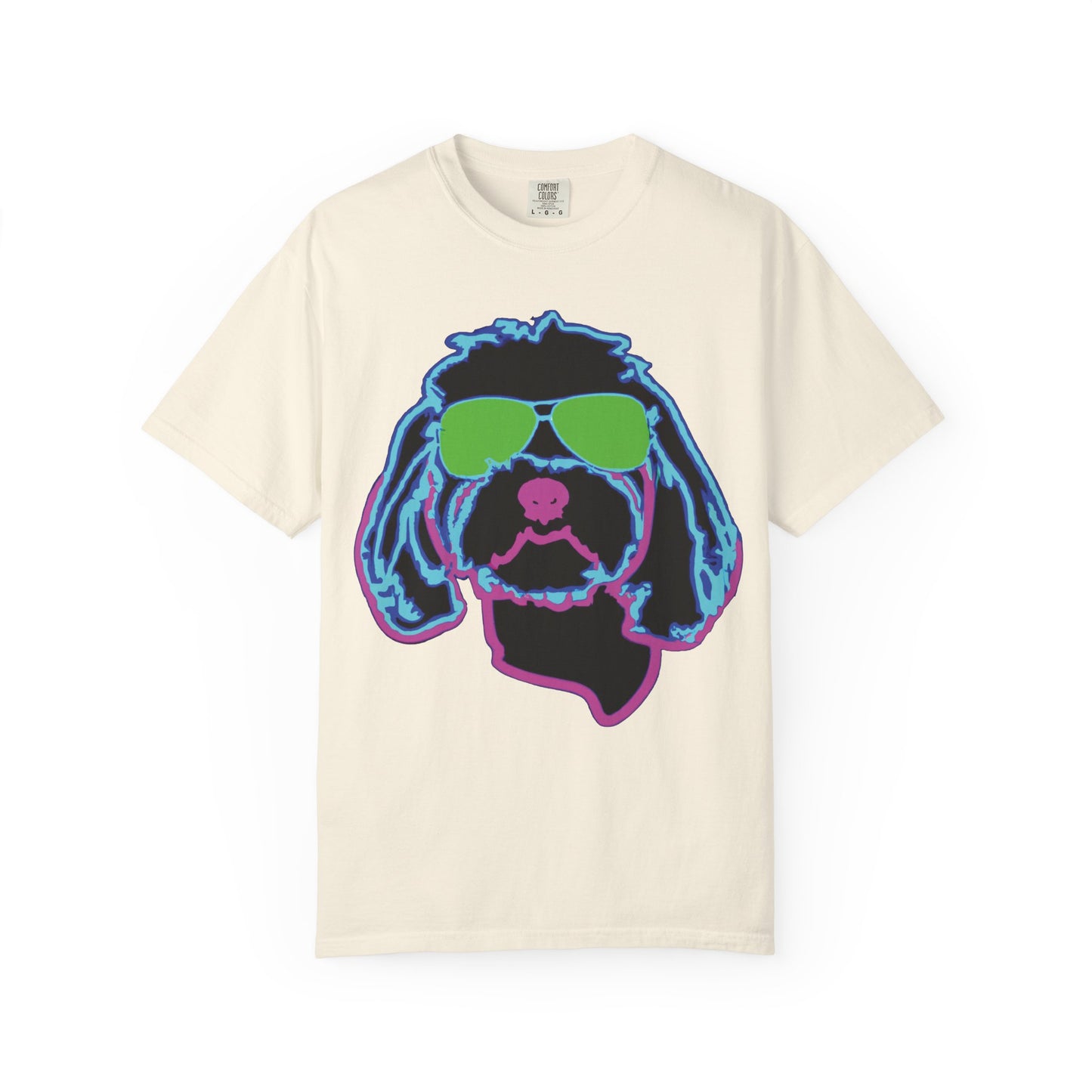 Retro Neon Dog T-Shirt — Cool Pup Sunglasses Graphic Tee
