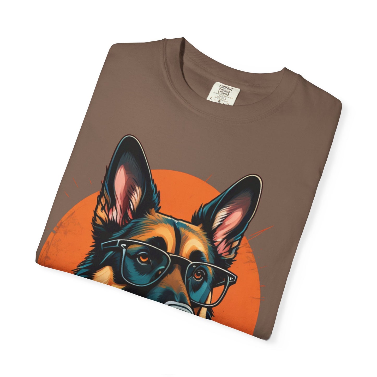 German Shepherd Coffee T-Shirt — Cool Dog Graphic Tee with Sunglasses & Mug
