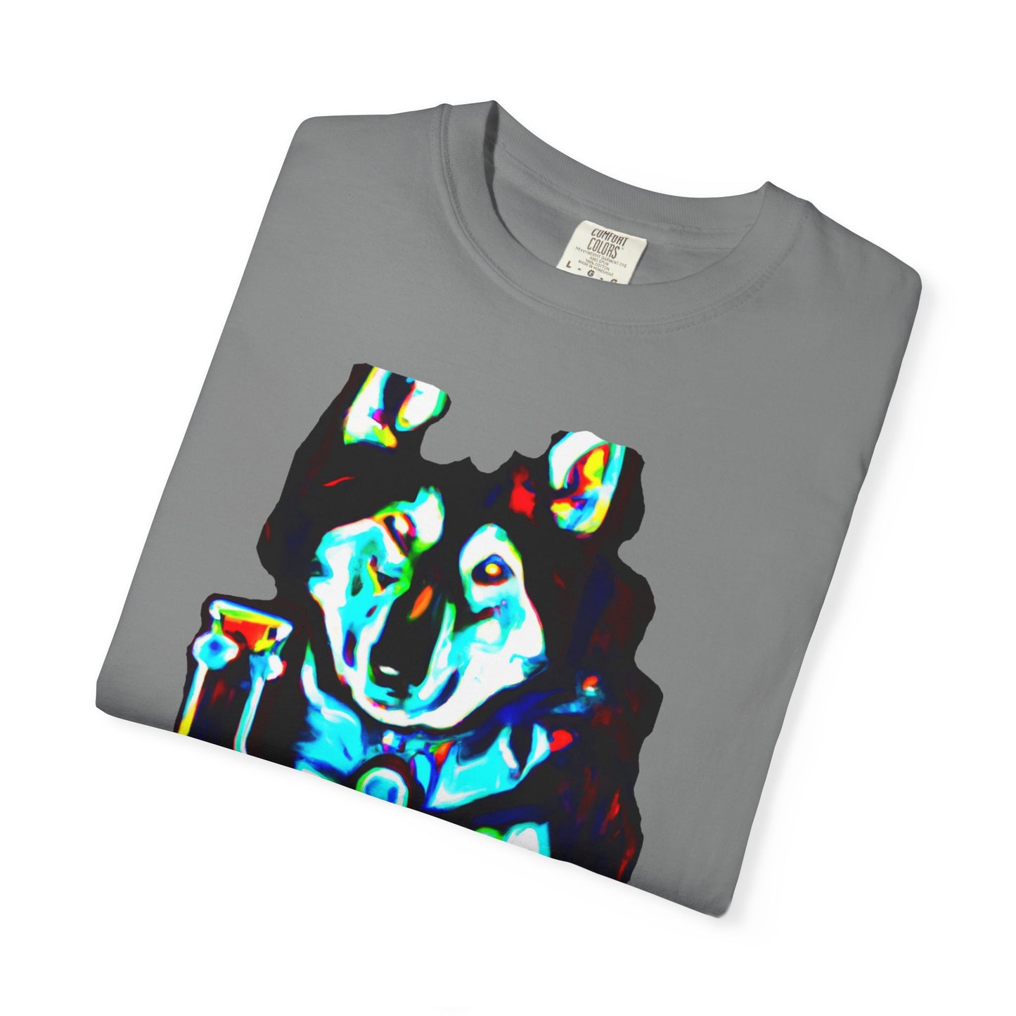 Psychedelic Husky T-Shirt — Colorful Neon Dog Graphic Tee