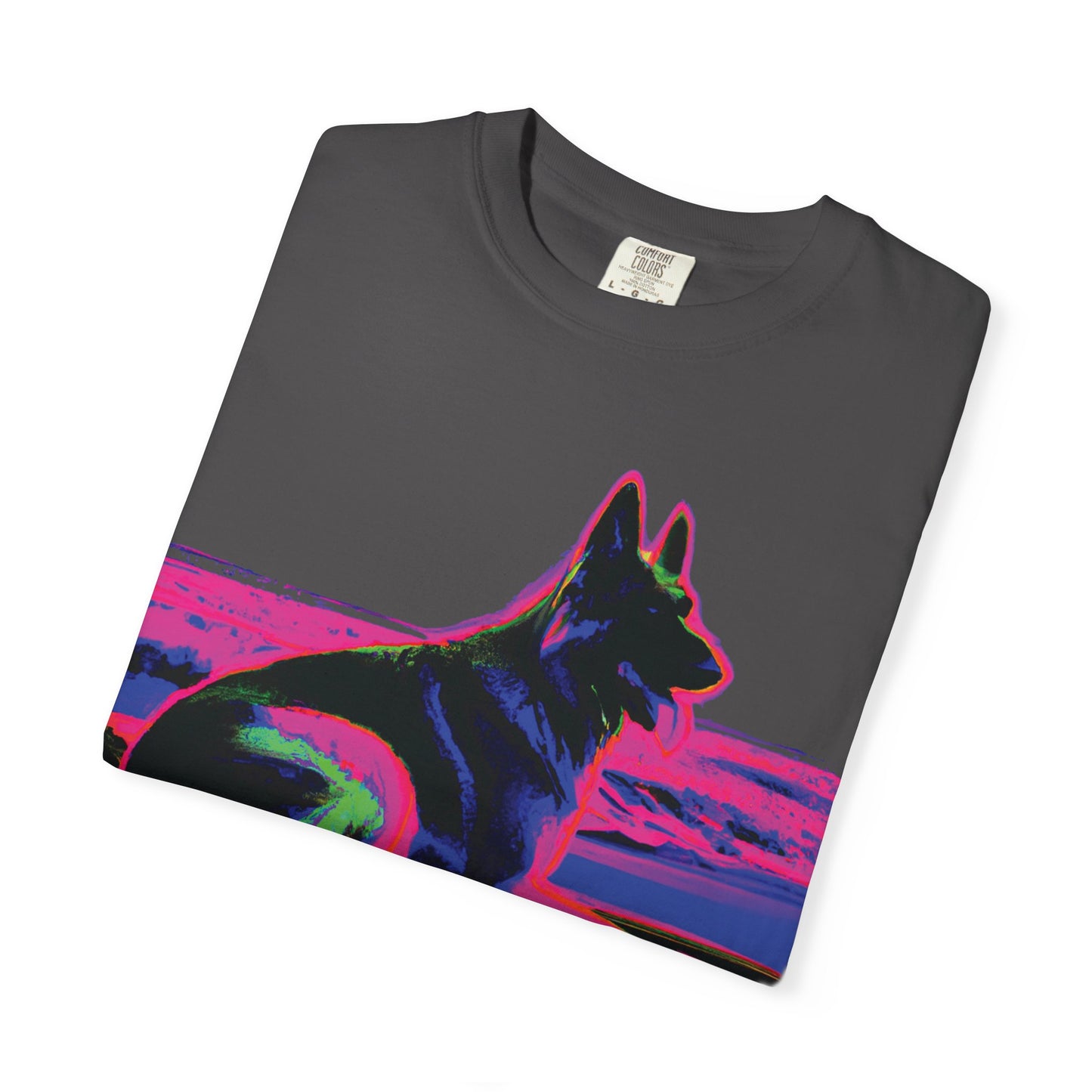 German Shepherd Sunset T-Shirt — Neon Pop Dog Graphic Tee